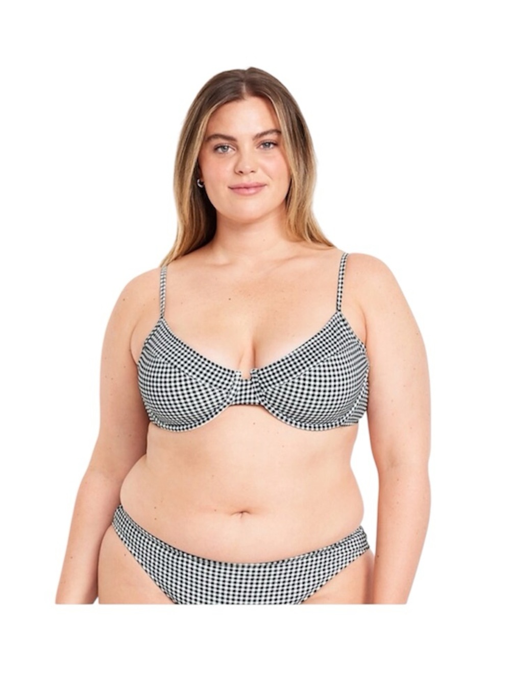 NWT Old Navy Bikini Set Textured Underwire Balconette Swim Navy Gingham Size 2X